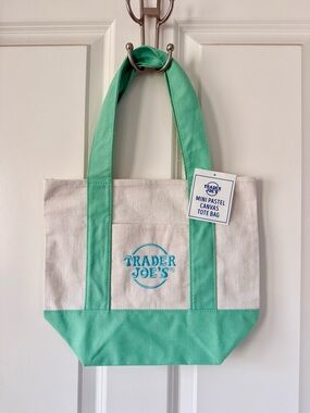 Mini Pastel Trader Joe’s Tote Bag in Green - NWT